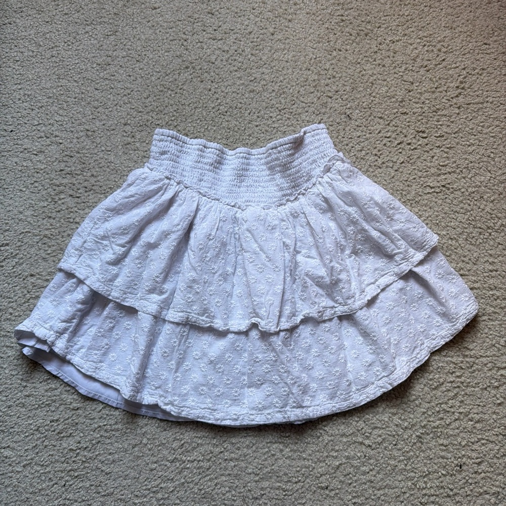Hollister White A-Line Tiered Skirt
